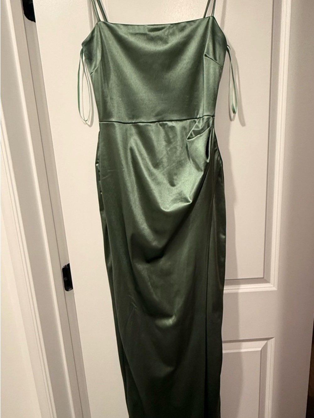 Windsor Olive Green Satin Maxi Slip Dress